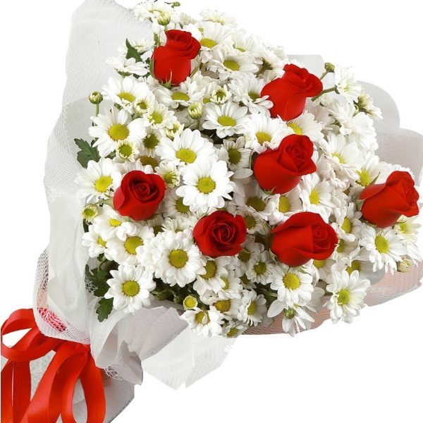 Rose and Chrysanthemum Bouquet-FLA5 Resim 1