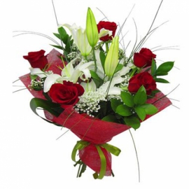  Заказ цветов в Анталию Букет из лилий и роз-FLA1