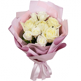  Antalya Çiçek Siparişi 9 Beyaz Gülden Buket-FLA8