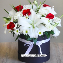  Antalya Çiçekçiler Kutuda Gül Lilyum-FLA55